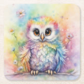 Regenboog Vogels Uilen 2 Kartonnen Onderzetters (Voorkant)
