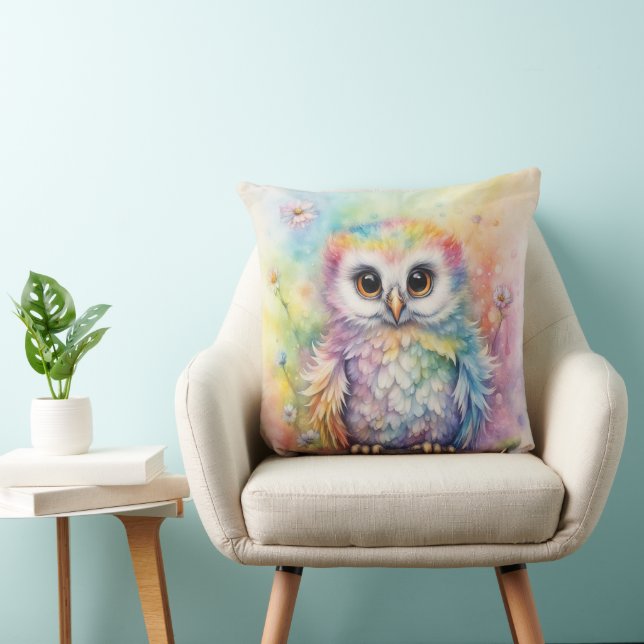 Regenboog Vogels Uilen 2 Kussen (Stoel)