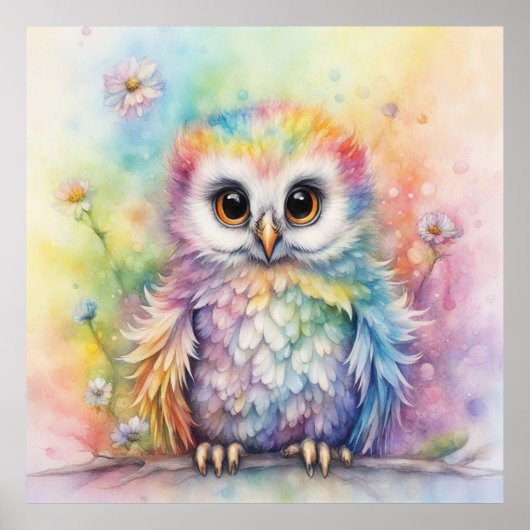 Regenboog Vogels Uilen 2 Poster (Voorkant)