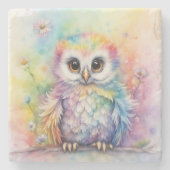 Regenboog Vogels Uilen 2 Stenen Onderzetter (Voorkant)