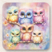 Regenboog Vogels Uilen 3 Bier Onderzetter (Voorkant)
