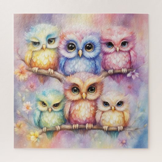 Regenboog Vogels Uilen 3 Legpuzzel (Verticaal)