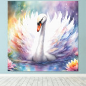 Regenboog Vogels Zwaan 1 Canvas Afdruk (Insitu (Houten vloer))