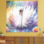 Regenboog Vogels Zwaan 1 Canvas Afdruk (Insitu (Woonkamer))