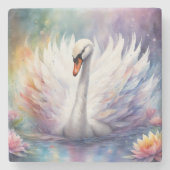 Regenboog Vogels Zwaan 1 Stenen Onderzetter (Voorkant)