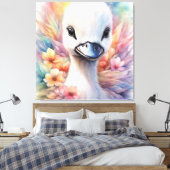 Regenboog Vogels Zwaan 2 Canvas Afdruk (Insitu (Slaapkamer))