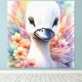 Regenboog Vogels Zwaan 2 Canvas Afdruk (Insitu (Houten vloer))