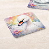 Regenboog Vogels Zwaan 3 Kartonnen Onderzetters (Schuin)