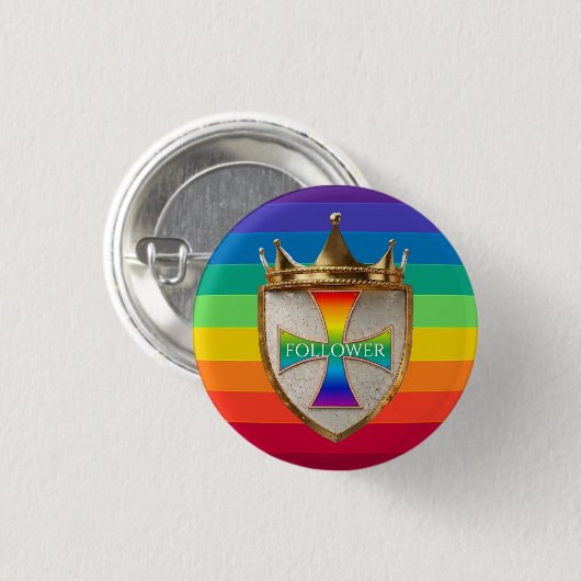Regenboog-volger Crest-knop / Badge Ronde Button 3,2 Cm (Voorkant /achterkant)