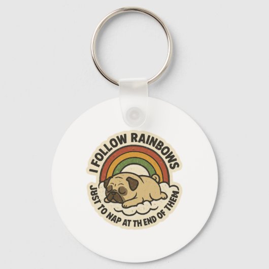 Regenboog Volger Pug St.Patrick's Dag Sleutelhanger (Voorkant)