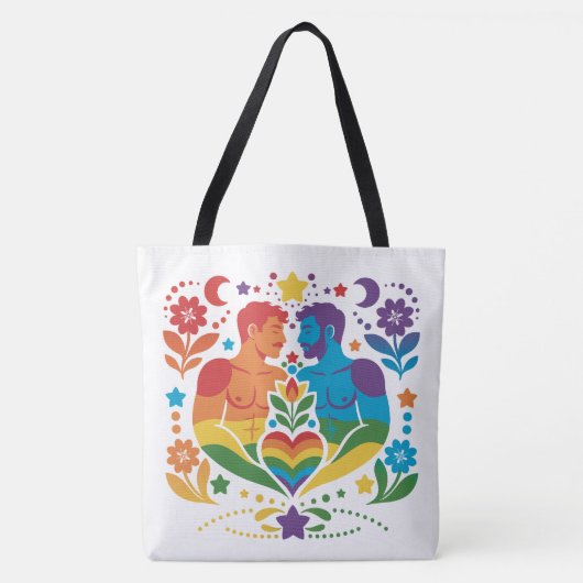 Regenboog Volkskunst Pride Tuin Tote Bag (Voorkant)