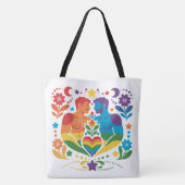 Regenboog Volkskunst Pride Tuin Tote Bag (Achterkant)