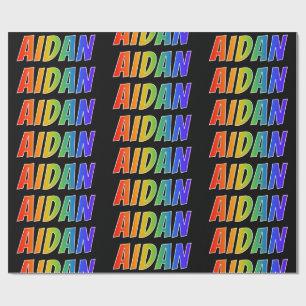 Regenboog voornaam "AIDAN"; Leuk & Kleurrijk Cadeaupapier