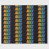 Regenboog Voornaam "ALEX"; Leuk & Kleurrijk Cadeaupapier (Vlak)