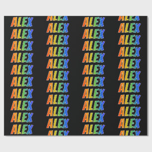 Regenboog Voornaam "ALEX"; Leuk & Kleurrijk Cadeaupapier