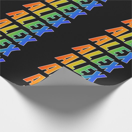 Regenboog Voornaam "ALEX"; Leuk & Kleurrijk Cadeaupapier (Hoek)