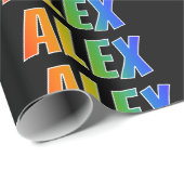 Regenboog Voornaam "ALEX"; Leuk & Kleurrijk Cadeaupapier (Rol Hoek)