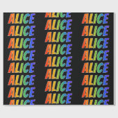 Regenboog voornaam "ALICE"; Leuk & Kleurrijk Cadeaupapier (Vlak)