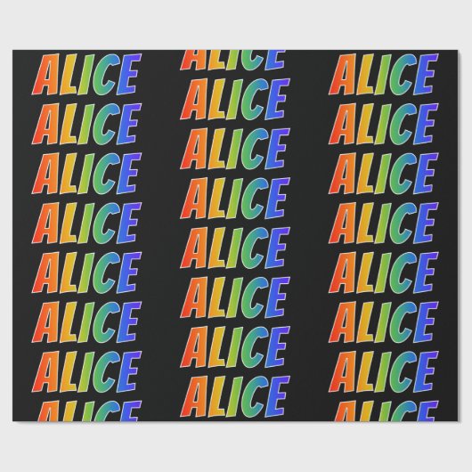 Regenboog voornaam "ALICE"; Leuk & Kleurrijk Cadeaupapier (Vlak)
