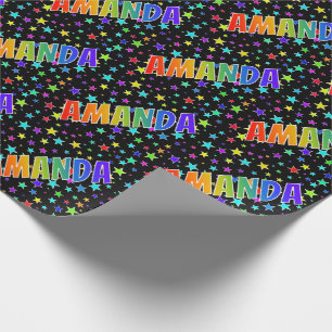 Regenboog Voornaam "AMANDA" + Sterren Cadeaupapier