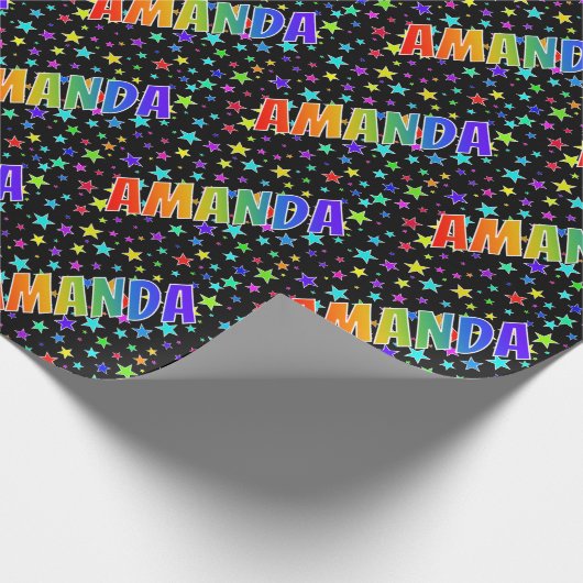 Regenboog Voornaam "AMANDA" + Sterren Cadeaupapier (Hoek)