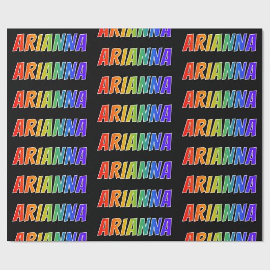 Regenboog voornaam "ARIANNA"; Leuk & Kleurrijk Cadeaupapier (Vlak)