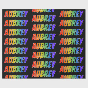 Regenboog Voornaam "AUBREY"; Leuk & Kleurig Cadeaupapier