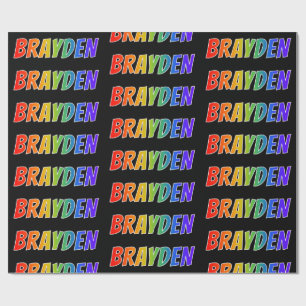 Regenboog Voornaam "BRAYDEN"; Leuk & Kleurrijk Cadeaupapier