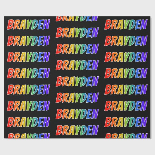Regenboog Voornaam "BRAYDEN"; Leuk & Kleurrijk Cadeaupapier (Vlak)