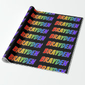Regenboog Voornaam "BRAYDEN"; Leuk & Kleurrijk Cadeaupapier (Uitgerold)