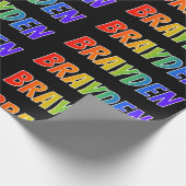 Regenboog Voornaam "BRAYDEN"; Leuk & Kleurrijk Cadeaupapier (Hoek)