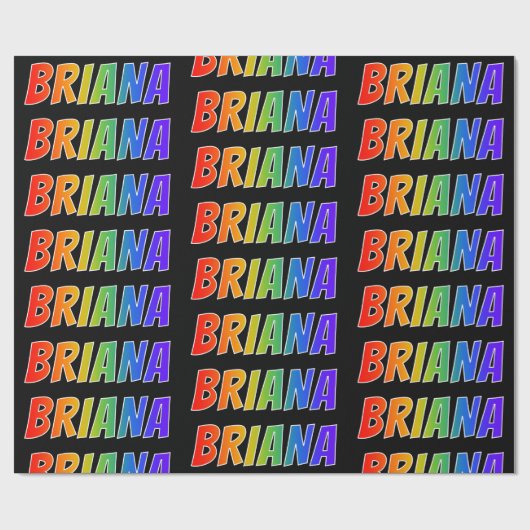 Regenboog Voornaam "BRIANA"; Leuk & Kleurrijk Cadeaupapier (Vlak)
