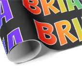 Regenboog Voornaam "BRIANA"; Leuk & Kleurrijk Cadeaupapier (Rol Hoek)
