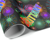 Regenboog Voornaam "BRITTANY" + Vuurwerk Cadeaupapier (Rol Hoek)