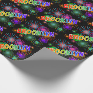 Regenboog Voornaam "BROOKLYN" + Vuurwerk Cadeaupapier