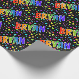 Regenboog Voornaam "BRYAN" + Sterren Cadeaupapier