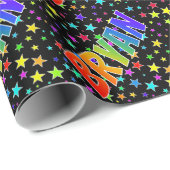 Regenboog Voornaam "BRYAN" + Sterren Cadeaupapier (Rol Hoek)