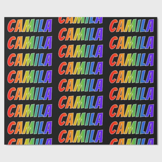 Regenboog voornaam "CAMILA"; Leuk & Kleurrijk Cadeaupapier (Vlak)