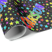 Regenboog Voornaam "CARSON" + Sterren Cadeaupapier (Rol Hoek)