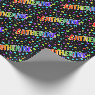 Regenboog Voornaam "CATHERINE" + Sterren Cadeaupapier