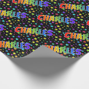 Regenboog voornaam "CHARLES" + sterren Cadeaupapier