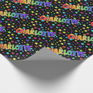 Regenboog Voornaam "CHARLOTTE" + Sterren Cadeaupapier