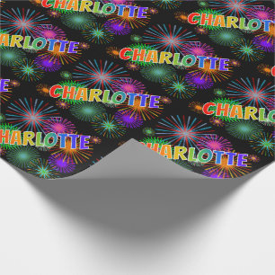 Regenboog Voornaam "CHARLOTTE" + Vuurwerk Cadeaupapier