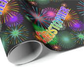 Regenboog Voornaam "CHRISTOPHER" + Vuurwerk Cadeaupapier (Rol Hoek)