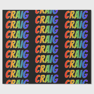Regenboog Voornaam "CRAIG"; Leuk & Kleurrijk Cadeaupapier