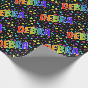 Regenboog Voornaam "DEBRA" + Sterren Cadeaupapier