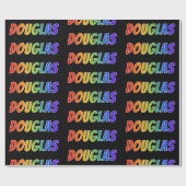 Regenboog Voornaam "DOUGLAS"; Leuk & Kleurrijk Cadeaupapier (Vlak)