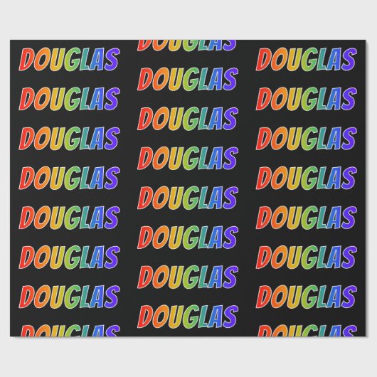 Regenboog Voornaam "DOUGLAS"; Leuk & Kleurrijk Cadeaupapier (Vlak)
