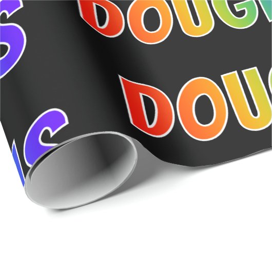 Regenboog Voornaam "DOUGLAS"; Leuk & Kleurrijk Cadeaupapier (Rol Hoek)
