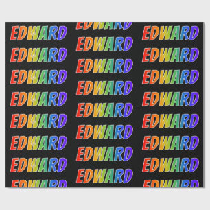 Regenboog Voornaam "EDWARD"; Leuk & Kleurrijk Cadeaupapier